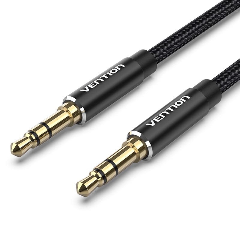 VENTION 0.5m / Black Cotton Braided 3.5mm Male to Male Audio Cable