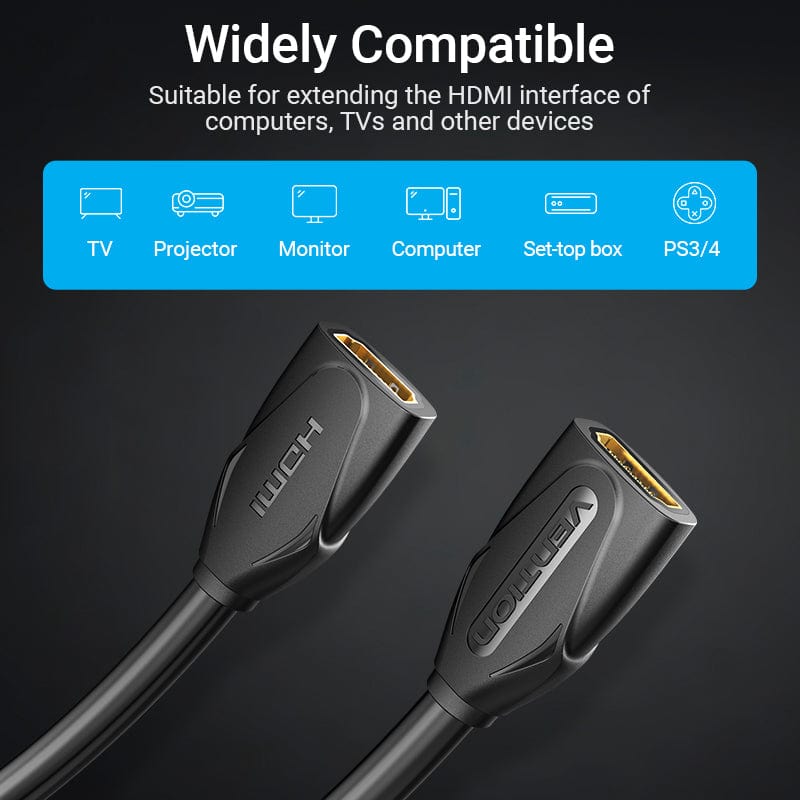 VENTION 0.5m HDMI Extension 4K/60Hz Cable HDMI 2.0 Female to Female Cable Extender for PS4/3 HDTV Projector HDMI 2.0 Cable Extension
