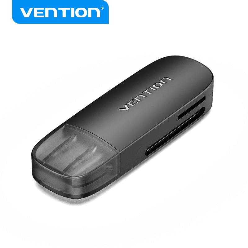 VENTION 2-in-1 USB 2.0 A Card Reader(SD+TF) Black Single Drive Letter