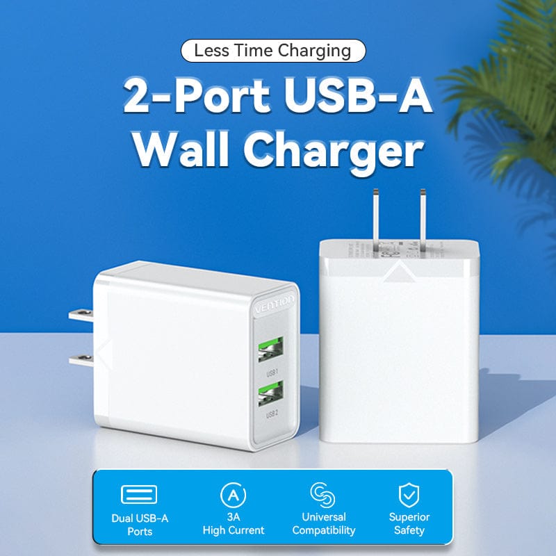 VENTION 2-Port USB(A+A) Wall Charger (18W/18W) JP-Plug