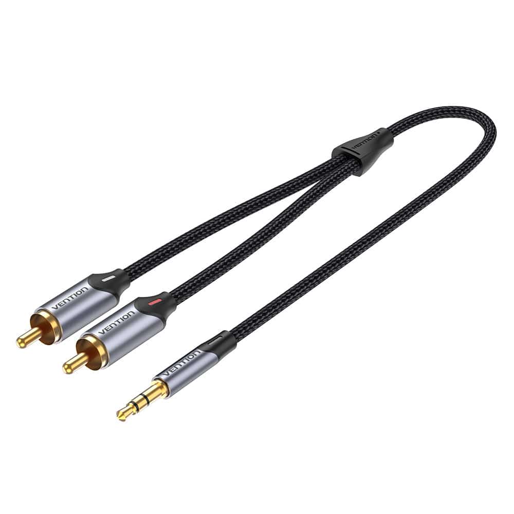 VENTION 3.5MM Male to 2-Male RCA Adapter Cable Aluminum Alloy Type