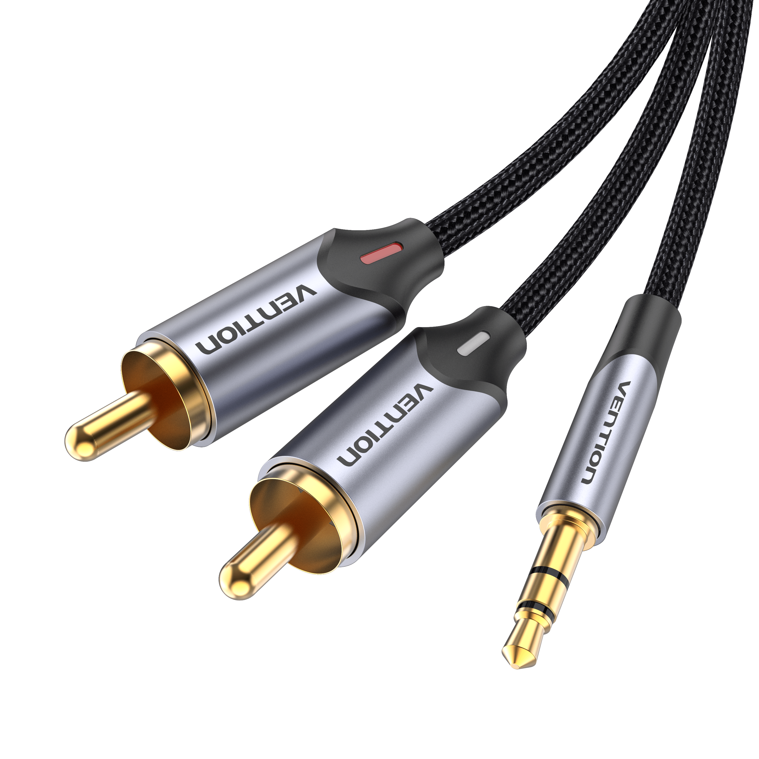 VENTION 3.5MM Male to 2-Male RCA Adapter Cable Aluminum Alloy Type