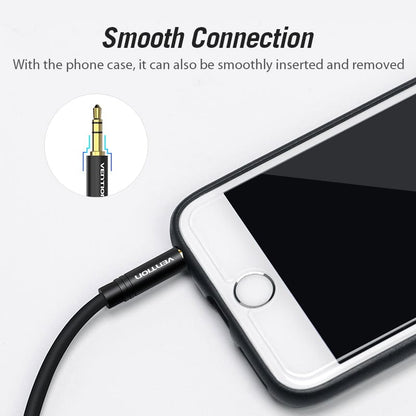 VENTION 3.5mm Male to 90°Male Audio Cable Black Metal Type