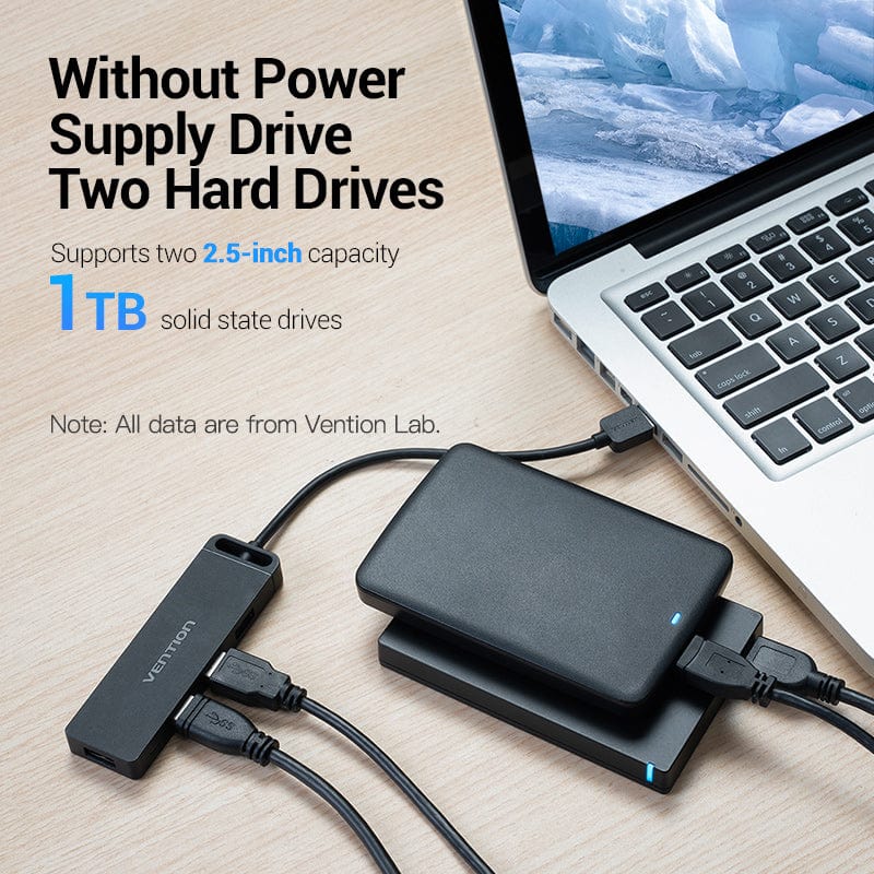 VENTION 4-Port USB 2.0 Hub With Power Supply  Black