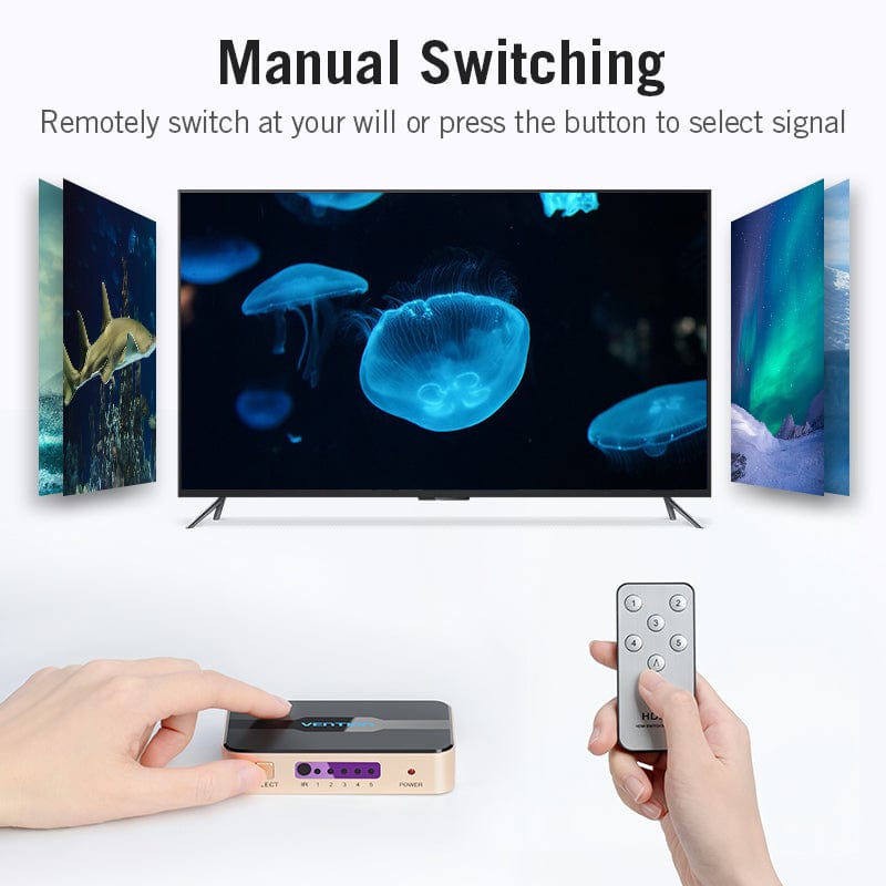 VENTION 5 In 1 Out HDMI Switcher with Remote for laptop PS3/4 Monitor Projector HDTV