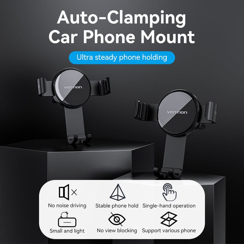 VENTION Auto-Clamping Car Phone Mount With Duckbill Clip Black Disc Fashion Type