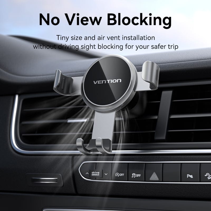 VENTION Auto-Clamping Car Phone Mount With Spring Clip Gray Disc Type