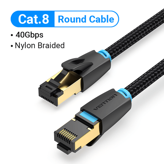 VENTION Cotton Braided / 0.5M Flat Cat.8 Patch Cable