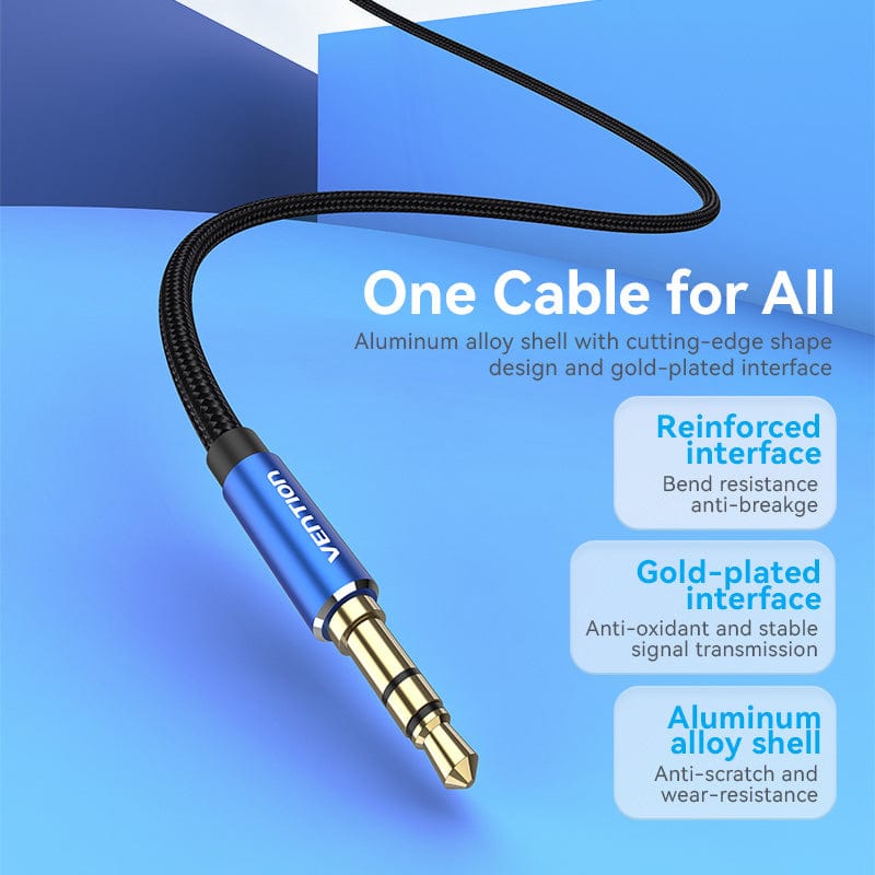 VENTION Cotton Braided 3.5mm Male to Male Audio Cable Aluminum Alloy Type