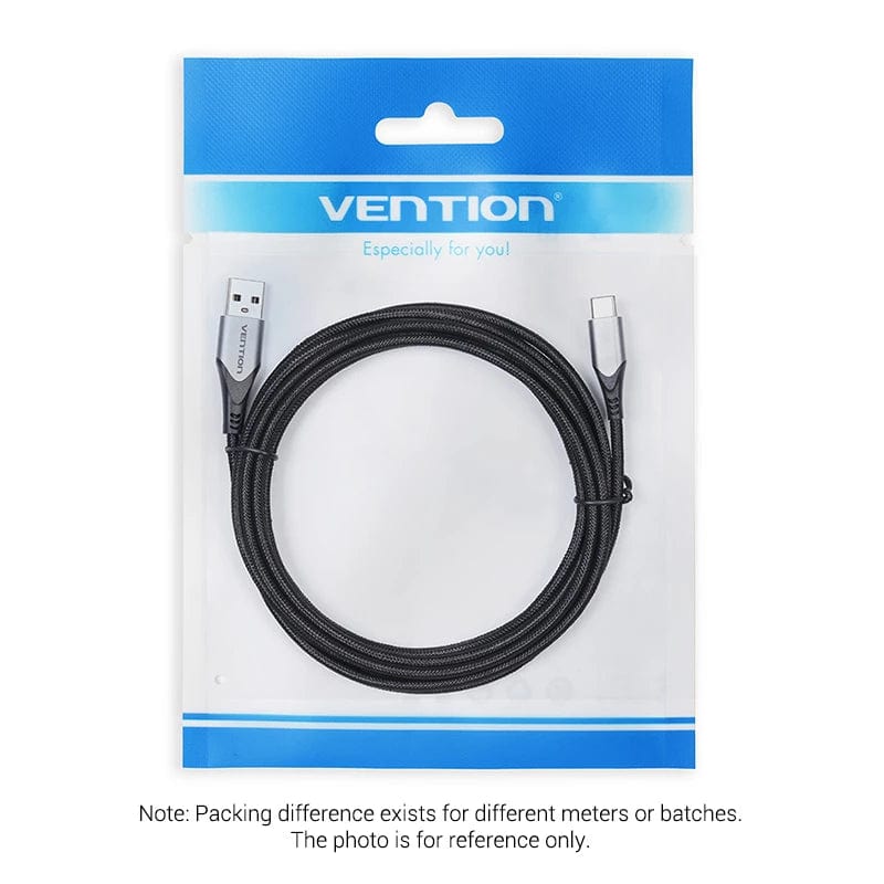 VENTION Cotton Braided USB 2.0 A Male to C Male 3A Cable Gray Aluminum Alloy Type