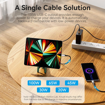 VENTION Cotton Braided USB 2.0 C Male to C Male 5A Cable Black Zinc Alloy Type