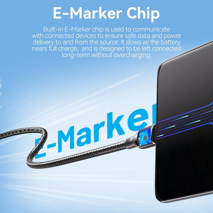 VENTION Cotton Braided USB 2.0 C Male to C Male 5A Cable Black Zinc Alloy Type