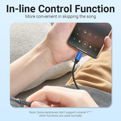 VENTION Cotton Braided USB-C Male to 3.5mm Female Audio Cable(DAC) 0.1M Blue Aluminum Alloy Type