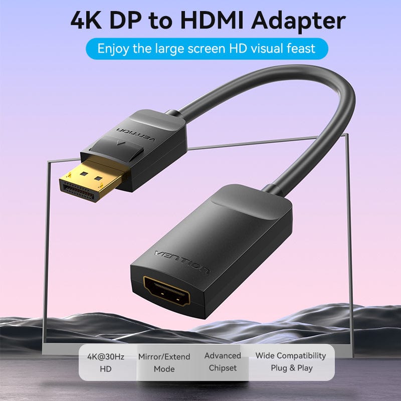 VENTION DP to HDMI 4K Converter for Laptop Computer TV Displayer Projector Monitors