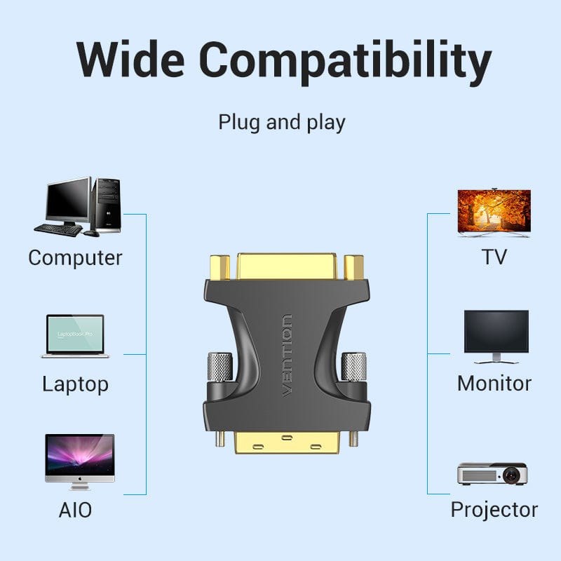 VENTION DVI Male to Female Adapter for computer Laptop TV Monitor displayer