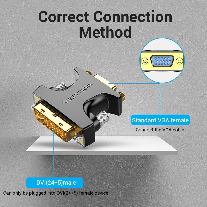 Vention DVI Male to VGA Female Adapter for computer host graphics card  TV Projector