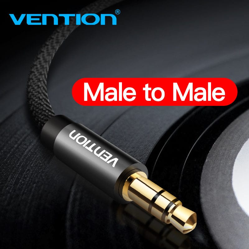 VENTION Fabric Braided 3.5mm Male to Male Audio Cable Black Metal Type
