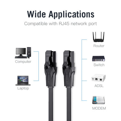 VENTION Flat Cat.6 UTP Patch Cable Black
