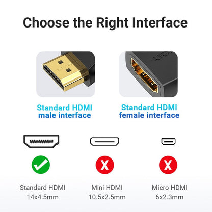 Vention HDMI 270 Degree Male to Female Vertical Flat Adapter for Laptop/Desktop/TV Box