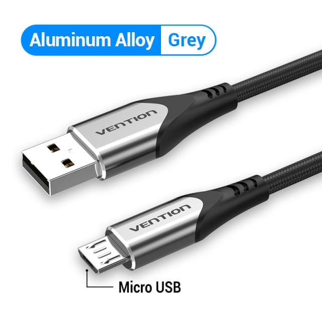 VENTION Micro USB Grey / 0.25m USB 2.0 A Male to Micro-B Male 3A Cable Black