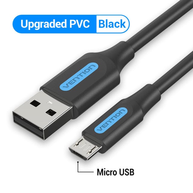 VENTION Micro USB PVC Black / 0.25m USB 2.0 A Male to Micro-B Male 3A Cable Black