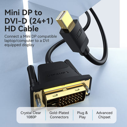 Vention Mini DP Male to DVI-D(24+1) Male HD Cable for Laptop TV computer displayer monitor