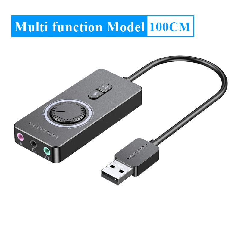 VENTION Multi function 100cm USB External Sound Card USB to 3.5mm Audio Adapter USB to Earphone Microphone for Macbook Computer Laptop PS4 Sound Card