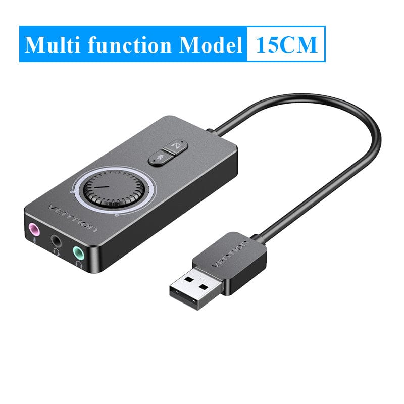 VENTION Multi function 15cm USB External Sound Card USB to 3.5mm Audio Adapter USB to Earphone Microphone for Macbook Computer Laptop PS4 Sound Card