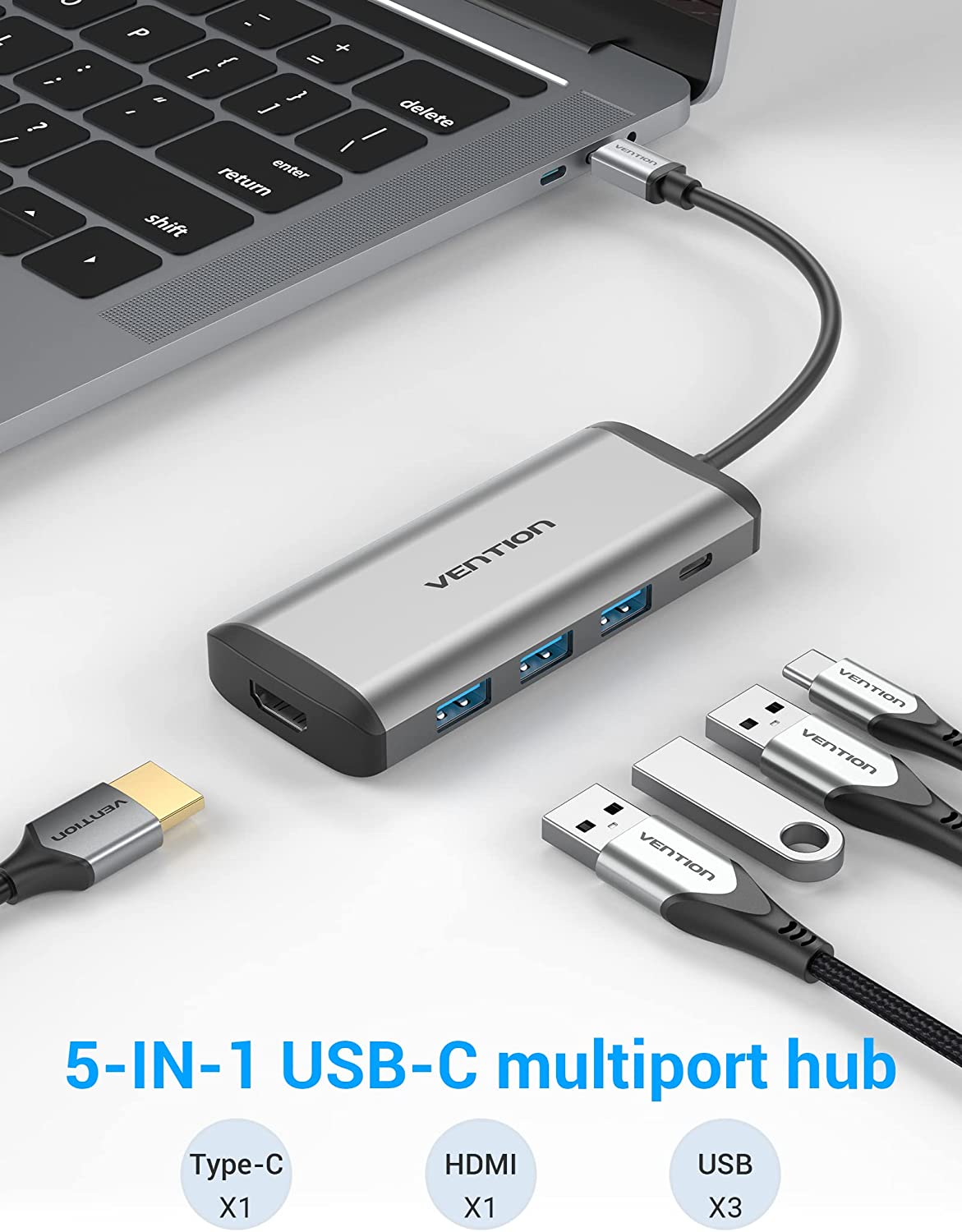 VENTION Type-C to HDMI/USB3.0*3/PD Converter