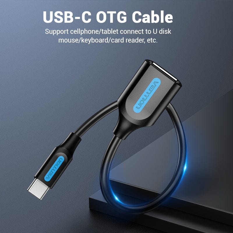 VENTION USB 2.0 C Male to A Female OTG cable 0.15M Black PVC Type