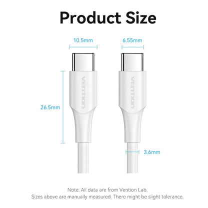 VENTION USB 2.0 C Male to C Male 3A Cable White