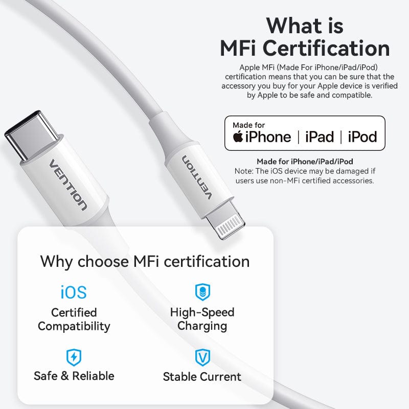 Câble USB C vers Lightning avec MFi Certifié Câble Type C Lightning 2M  Ugreen