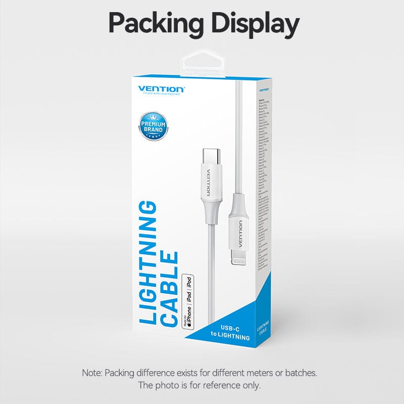 VENTION USB 2.0 C Male to Lightning Male 3A Cable White