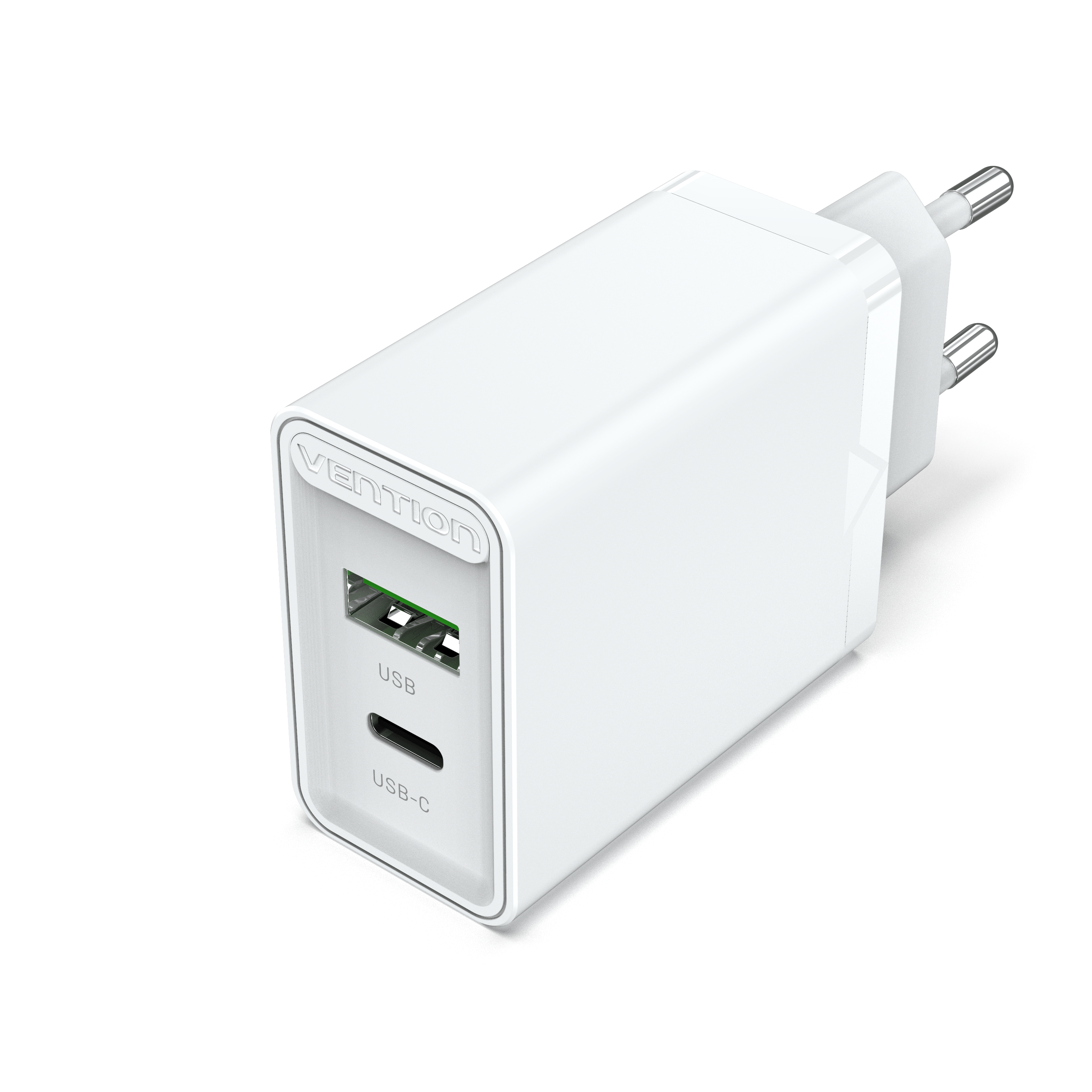 VENTION USB A + USB C / White Two-Port  USB(A+C) Wall Charger (18W/20W) EU-Plug White