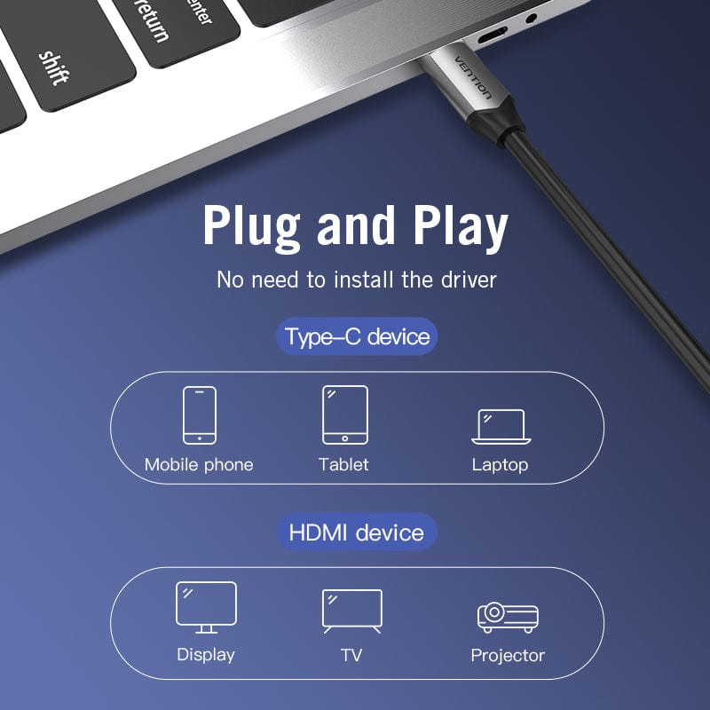 VENTION USB C HDMI 4K  Type C to HDMI 60HZ Cable Huawei P40 Mate 30 Pro MacBook Air ipad usb c Cable