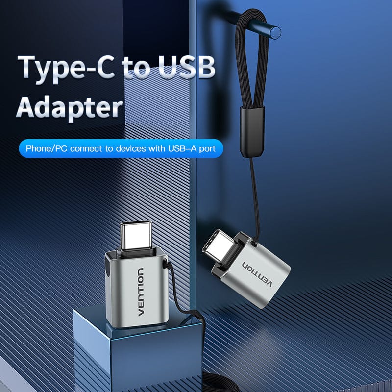 VENTION USB-C Male to USB 3.0 Female OTG Adapter Gray Aluminum Alloy Type
