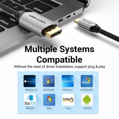 Vention USB-C to DP Cable for Monitor TV Laptop computer Phone