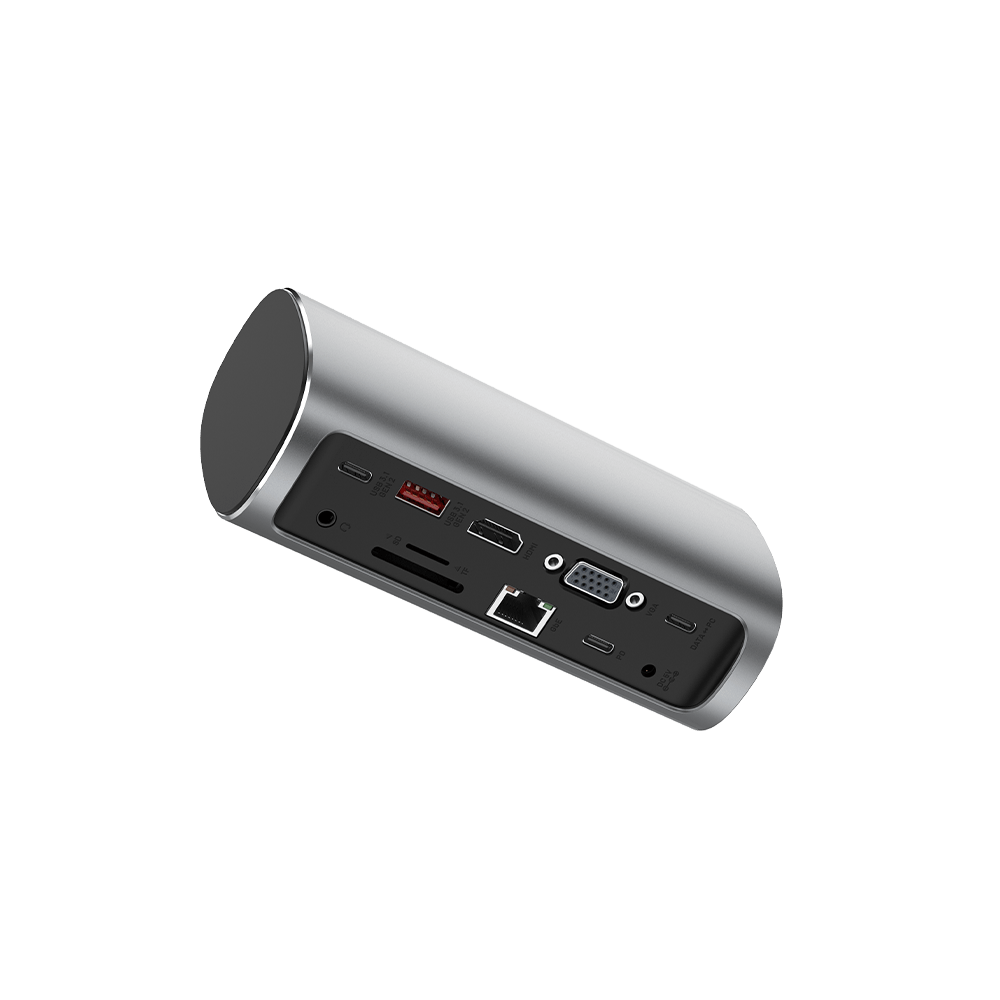 VENTION USB-C to HDMI/VGA/USB 3.1 Gen 2/USB 3.1 Gen 2-C/USB 3.0x2/RJ45/SD/TF/TRRS 3.5mm/PD/DC Docking Station Gray Vertical Aluminum Alloy Type
