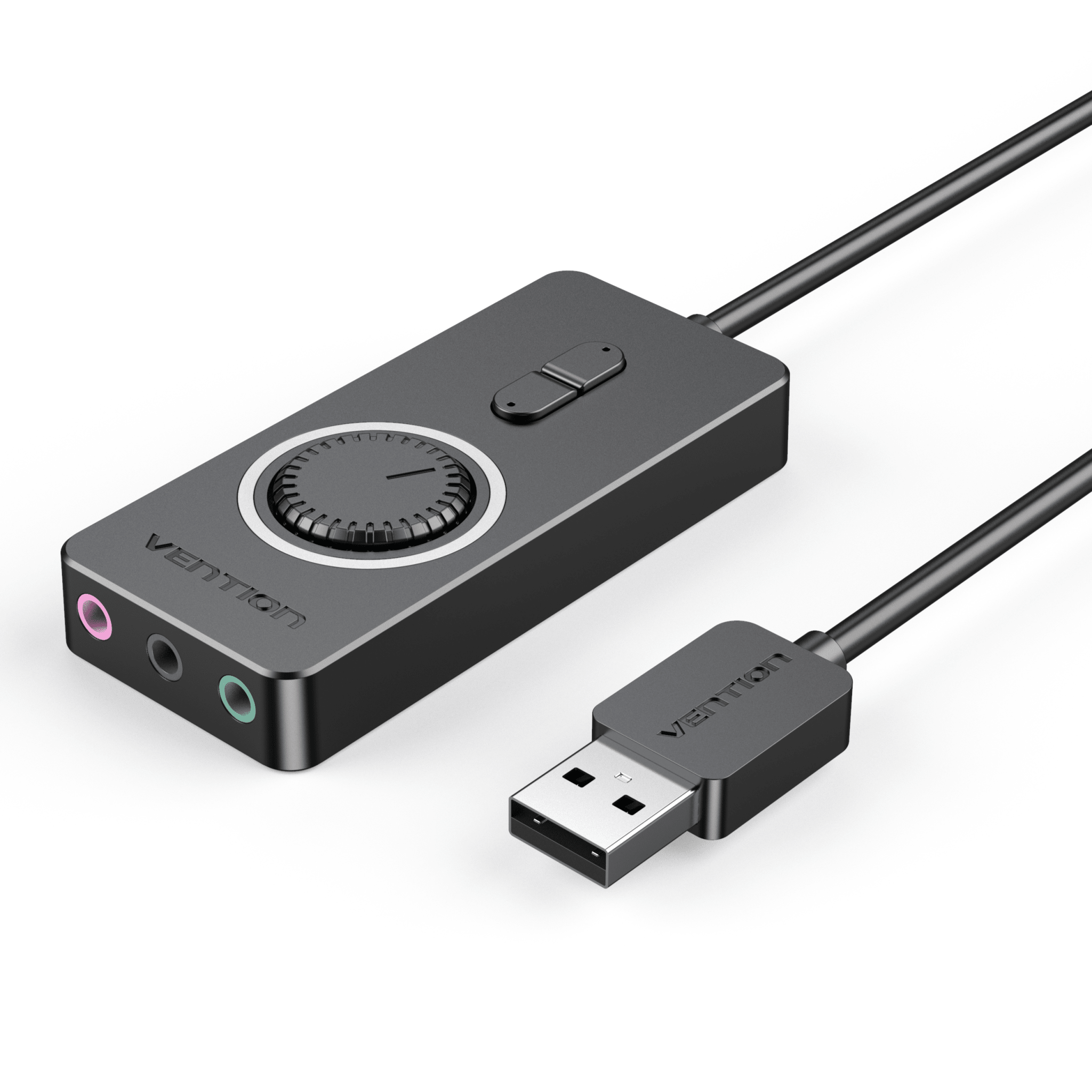 Vention USB 2.0 External Stereo Sound Adapter with Volume Control 0.15M Black ABS Type - Vention
