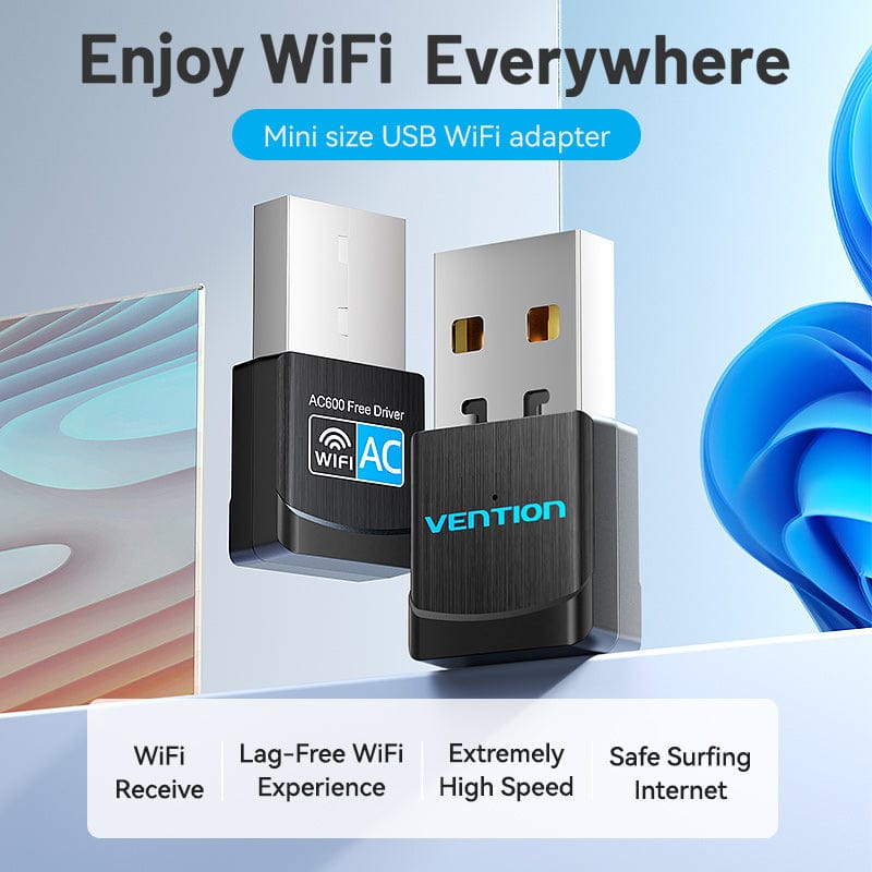 Vention USB Wi-Fi Adapte/USB Wi-Fi Dual Band Adapter 2.4G/5G Black