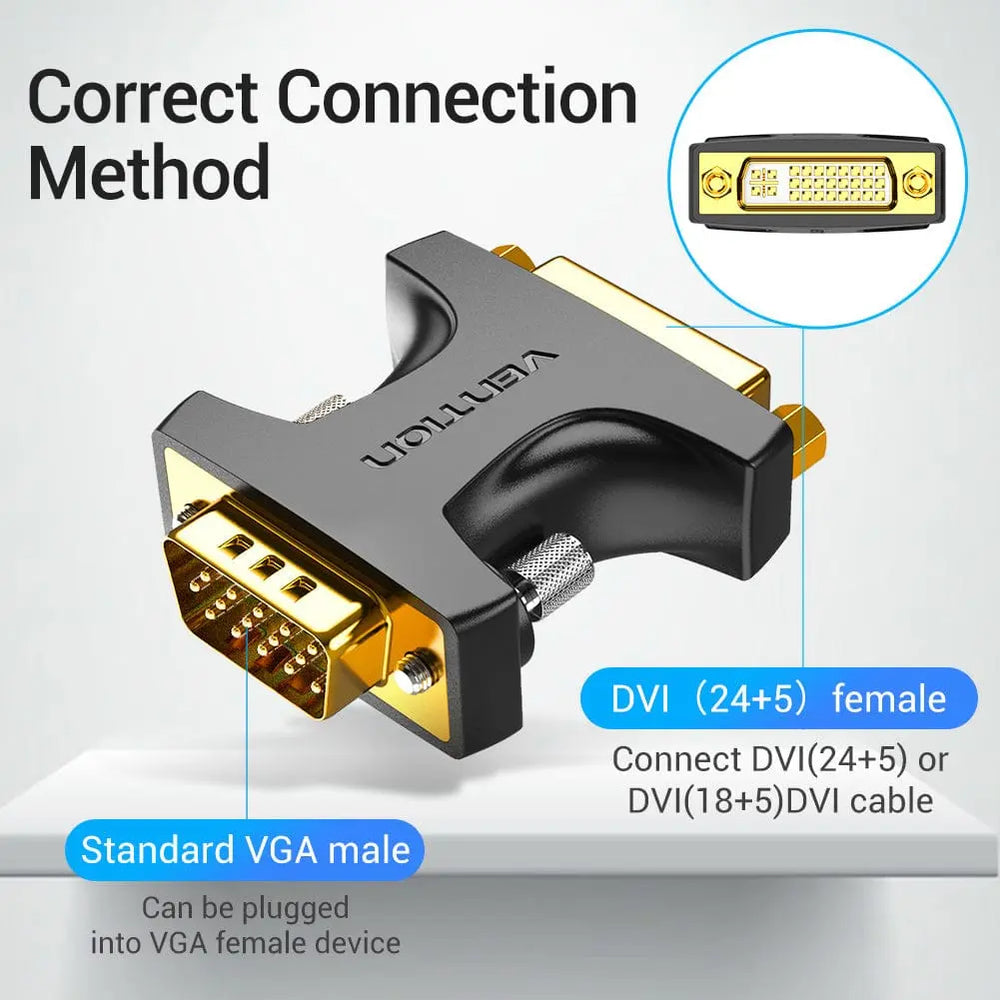 45 Pin Visual Adapter Vention VGA to DVI Adapter 1080P@60Hz - Plug & Play