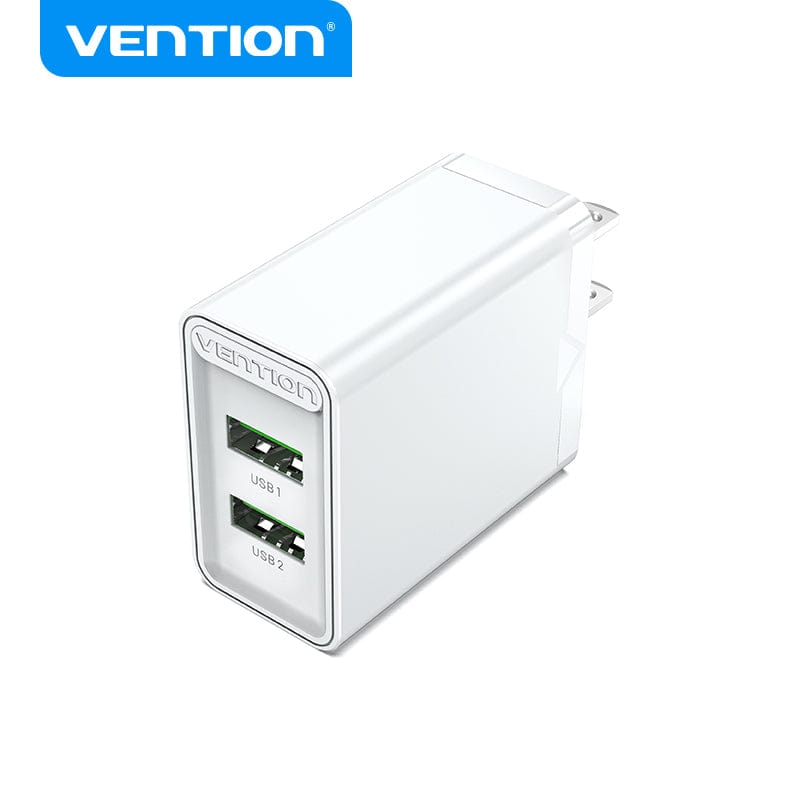 VENTION White 2-Port USB(A+A) Wall Charger (18W/18W) JP-Plug